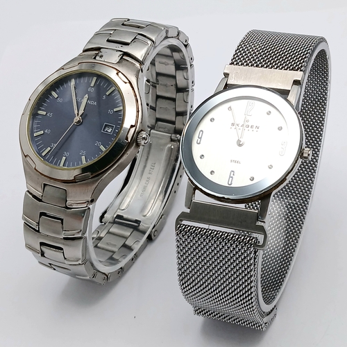 1559 - A Parcel of Two Watches Comprising; 1) A Men’s Sekonda Date Watch-38mm Case and 2) A Ladies Skagen S... 