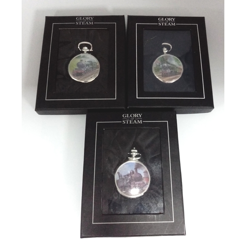 1602 - Three  ‘Glory of Steam’ Manual Wind Pocket Watches Comprising; 1) Orient Express-1897-1936 2) Dean G... 