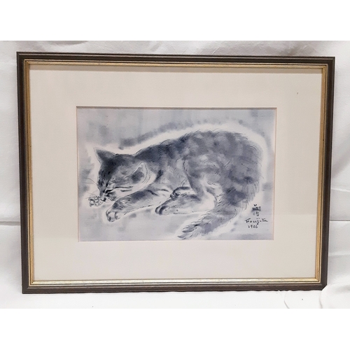 1563 - A vintage framed print by the Japanese/French artist, Tsugouhara Foujita, 1886 - 1968. Entitled 'Pet... 