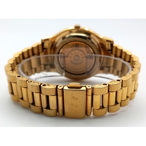 16 - An Interesting Vintage Seiko Quartz AGS Gents Watch. Model 7M22. Gold plated bracelet and case - 38m... 