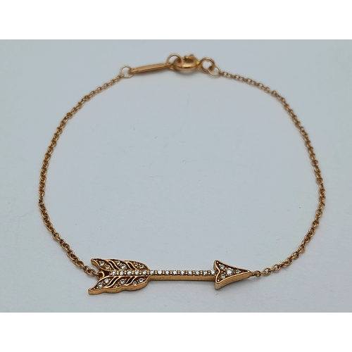 193 - A TIFFANY & CO 18K YELLOW GOLD DIAMOND SET PALOMAS GRAFFITI ARROW BRACELET 1.4G TOTAL WEIGHT, 13CM L... 