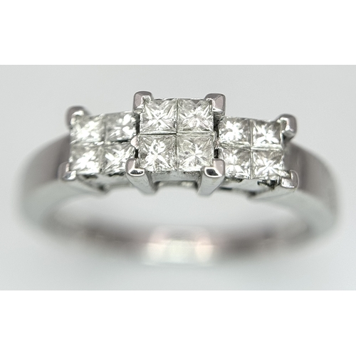 25 - AN 18K WHITE GOLD DIAMOND RING 0.60CT , 4.5G TOTAL WEIGHT, SIZE P. Ref: JR 6 - 1