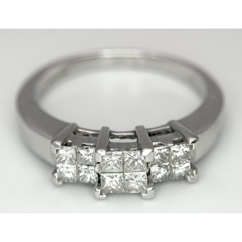 25 - AN 18K WHITE GOLD DIAMOND RING 0.60CT , 4.5G TOTAL WEIGHT, SIZE P. Ref: JR 6 - 1