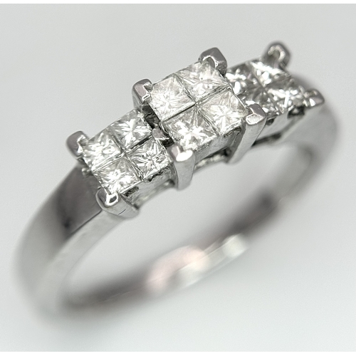 25 - AN 18K WHITE GOLD DIAMOND RING 0.60CT , 4.5G TOTAL WEIGHT, SIZE P. Ref: JR 6 - 1