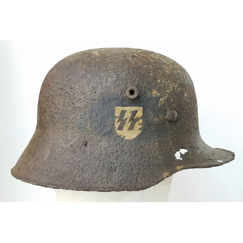 27 - A Waffen SS M18 Double Decal Parade Helmet with M35 Liner. Found down a well somewhere in Bavaria. S... 