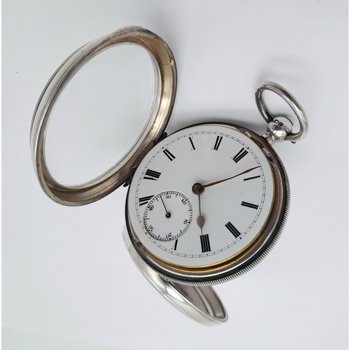 37 - An Antique Sterling Silver Pocket Watch. Hallmarks for London 1907. White dial with second sub dial.... 