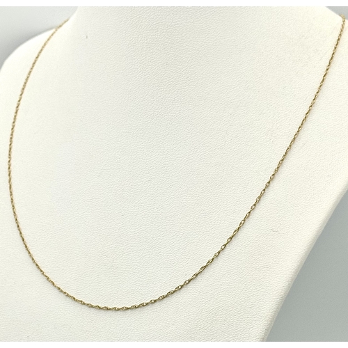 1634 - A 9K Yellow Gold Disappearing Necklace. 44cm. 0.65g