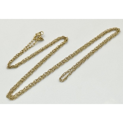 1634 - A 9K Yellow Gold Disappearing Necklace. 44cm. 0.65g