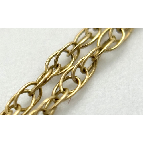 1634 - A 9K Yellow Gold Disappearing Necklace. 44cm. 0.65g