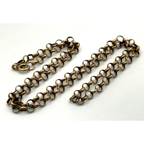 200 - A 9K Yellow Gold Belcher Chain. 46cm. 6.3g