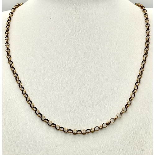 200 - A 9K Yellow Gold Belcher Chain. 46cm. 6.3g