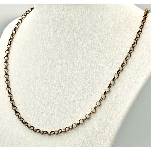 200 - A 9K Yellow Gold Belcher Chain. 46cm. 6.3g