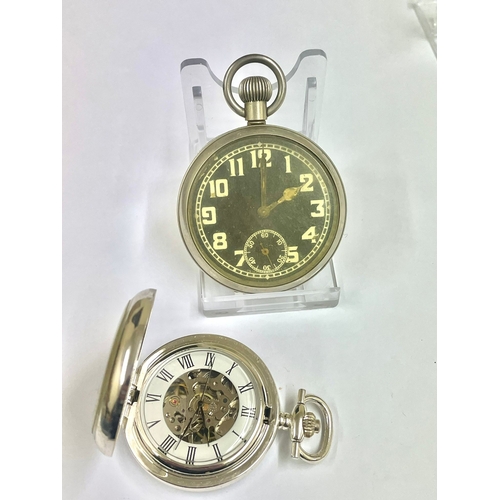 1410 - 2x pocket watches. Black dial good balance as found, other is working. Ref: Lu43