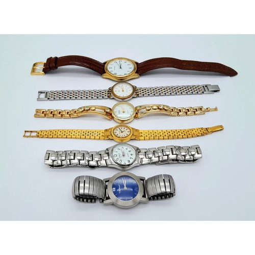 1065 - A Parcel of 6 Ladies Watches Comprising: 1) A Vintage Sekonda 17 Jewel Manual Wind Watch. 2) Sekonda... 