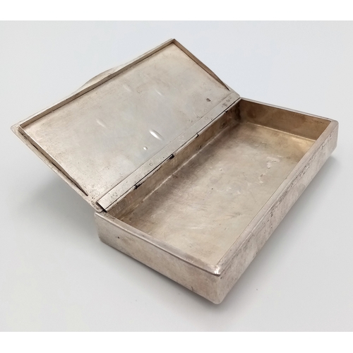 173 - A WW2 .800 Silver German Cigarette Box, with handmade gold-toned SS runes. Most likely made in a for... 