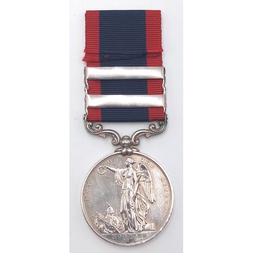 65 - A Sutlej War Medal 1845-46, for Moodkee, with clasps for Ferozeshuhur and Sobraon; named to: Serjt J... 