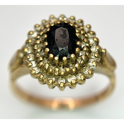 56 - Impressive Antique 9 CARAT GOLD SPINEL and DIAMOND RING. Consisting an Oval Cut SPINEL Cathedral Mou... 