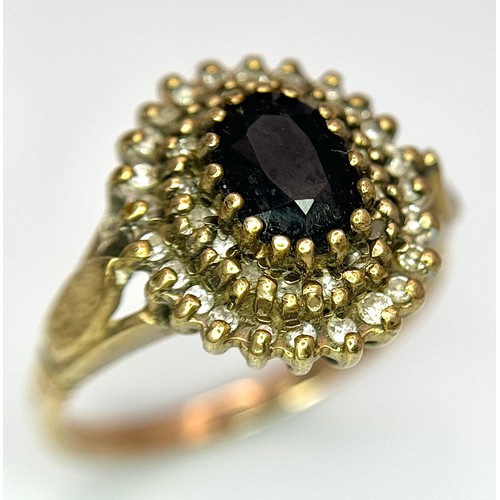 56 - Impressive Antique 9 CARAT GOLD SPINEL and DIAMOND RING. Consisting an Oval Cut SPINEL Cathedral Mou... 