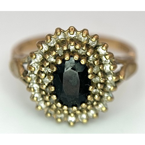 56 - Impressive Antique 9 CARAT GOLD SPINEL and DIAMOND RING. Consisting an Oval Cut SPINEL Cathedral Mou... 