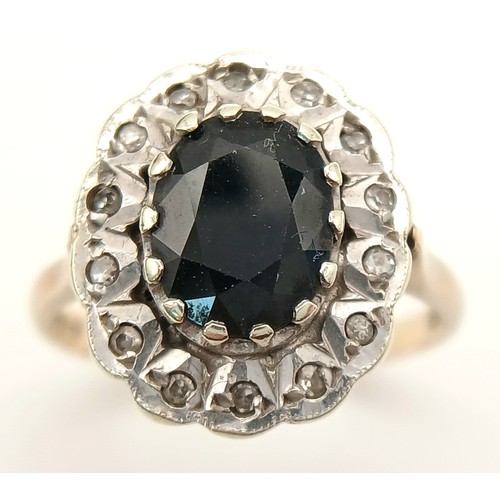 133 - Absolutely Stunning Vintage 9 CARAT GOLD , SPINEL and DIAMOND RING. Full UK hallmark.. 5.10 grams. S... 