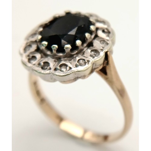 133 - Absolutely Stunning Vintage 9 CARAT GOLD , SPINEL and DIAMOND RING. Full UK hallmark.. 5.10 grams. S... 