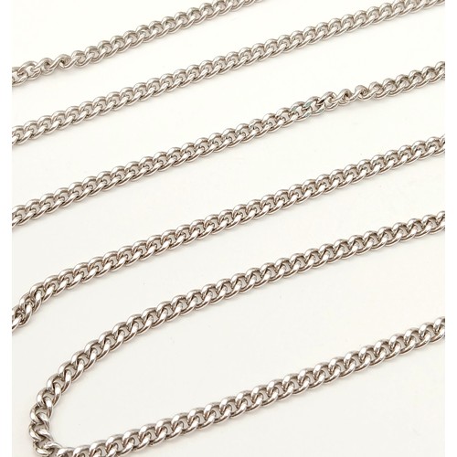 189 - Classic 9 CARAT WHITE GOLD, SLIM CURB CHAIN NECKLACE. Full UK hallmark. Longer length at 50 cm (20”)... 