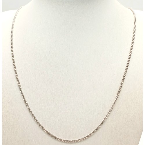 189 - Classic 9 CARAT WHITE GOLD, SLIM CURB CHAIN NECKLACE. Full UK hallmark. Longer length at 50 cm (20”)... 