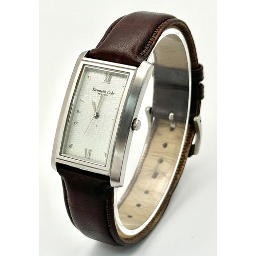 1154 - A Very Good Condition Men’s Quartz Tank Style Watch by Kenneth Cole. 26mm Case width.