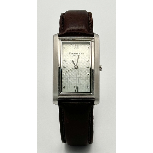 1154 - A Very Good Condition Men’s Quartz Tank Style Watch by Kenneth Cole. 26mm Case width.