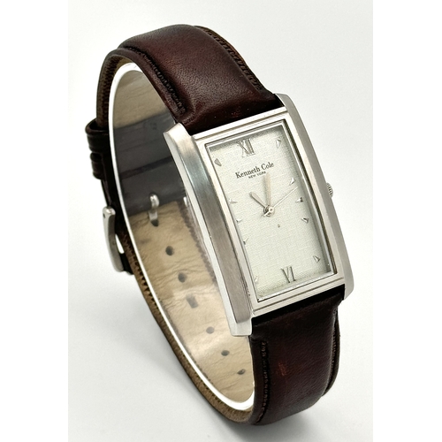 1154 - A Very Good Condition Men’s Quartz Tank Style Watch by Kenneth Cole. 26mm Case width.