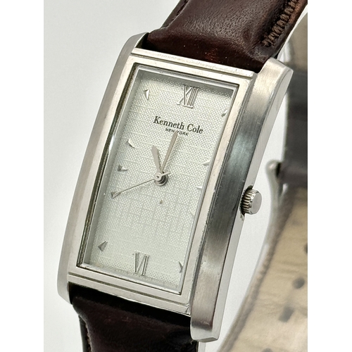 1154 - A Very Good Condition Men’s Quartz Tank Style Watch by Kenneth Cole. 26mm Case width.