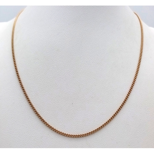 175 - Classic 9 CARAT GOLD SLIM CHAIN LINK NECKLACE. 2.8 grams. 38 cm.