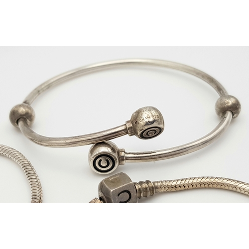 871 - Three Attractive Solid Silver 925, Charm Bracelets from LoveLinks and Chamilia, Total weight: 50 gra... 