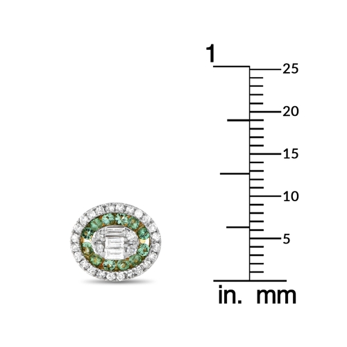 1516 - A Pair of 14K Yellow Gold 0.40ct Diamond and Emerald Cluster Halo Earrings.  Crafted from 14K yellow... 