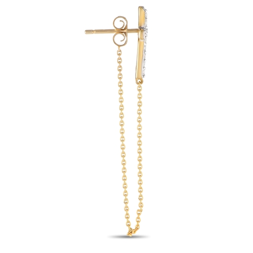 1608 - A Pair of 10K Yellow Gold 0.25ct Diamond Cross Earrings. . At the base, a cross motif comes to life ... 