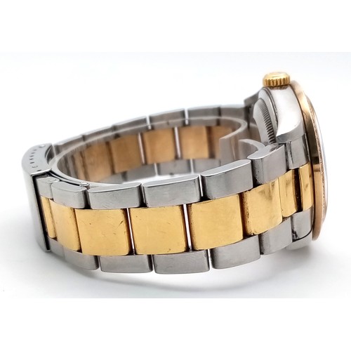 249 - A Bi-Metal Rolex Diamond Datejust Gents Watch. 2003 model. 18k gold and stainless steel bracelet. St... 