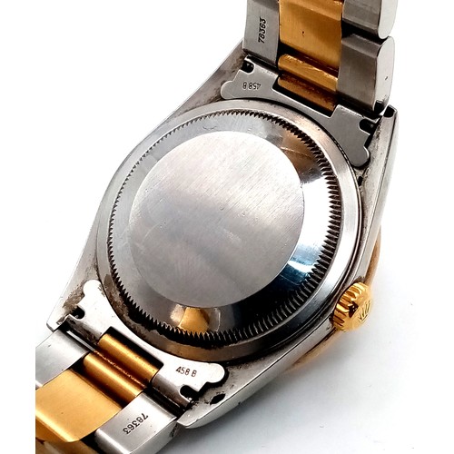 249 - A Bi-Metal Rolex Diamond Datejust Gents Watch. 2003 model. 18k gold and stainless steel bracelet. St... 