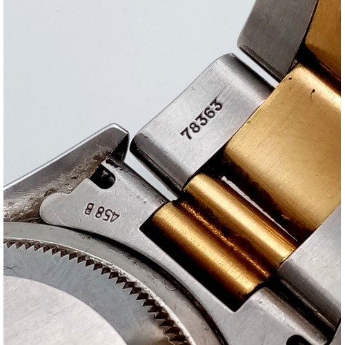 249 - A Bi-Metal Rolex Diamond Datejust Gents Watch. 2003 model. 18k gold and stainless steel bracelet. St... 