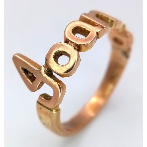 855 - A 9K Yellow Gold 'Joanna' Ring. Size L. 2.4g