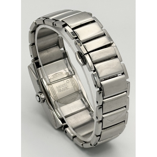 856 - A Montblanc Quartz Tank Ladies Watch. Stainless steel bracelet and case - 24mm. Metallic cream dial.... 