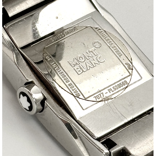 856 - A Montblanc Quartz Tank Ladies Watch. Stainless steel bracelet and case - 24mm. Metallic cream dial.... 