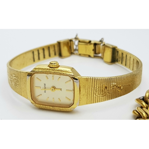 1633 - Two Vintage Quartz Ladies Watches - As found. Plus a gold plated bracelet.