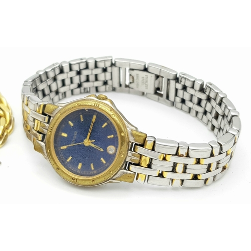 1633 - Two Vintage Quartz Ladies Watches - As found. Plus a gold plated bracelet.