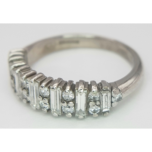 172 - AN 18K WHITE GOLD MIXED CUT DIAMOND RING - 0.35CTW. 4G. SIZE J. A/S1172.