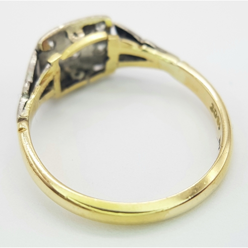 106 - AN 18K YELLOW GOLD & PLATINUM VINTAGE OLD CUT DIAMOND RING. 0.30CT ,  3G TOTAL WEIGHT , SIZE O. Ref:... 