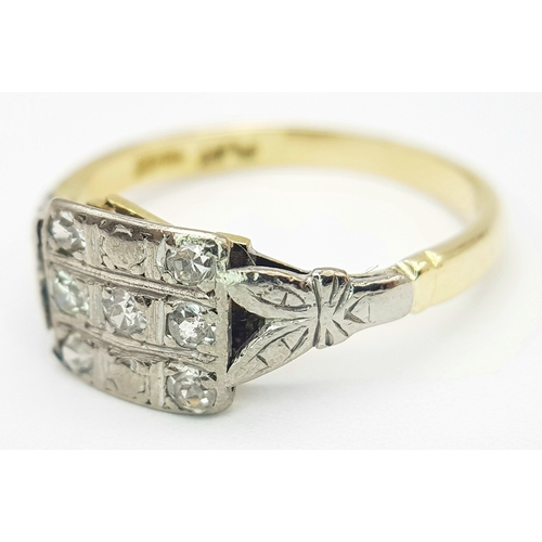 106 - AN 18K YELLOW GOLD & PLATINUM VINTAGE OLD CUT DIAMOND RING. 0.30CT ,  3G TOTAL WEIGHT , SIZE O. Ref:... 