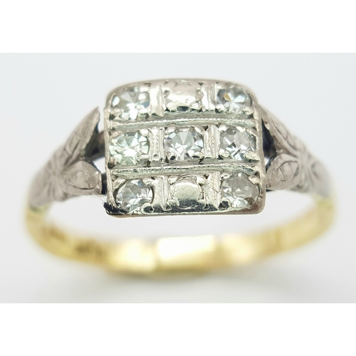 106 - AN 18K YELLOW GOLD & PLATINUM VINTAGE OLD CUT DIAMOND RING. 0.30CT ,  3G TOTAL WEIGHT , SIZE O. Ref:... 