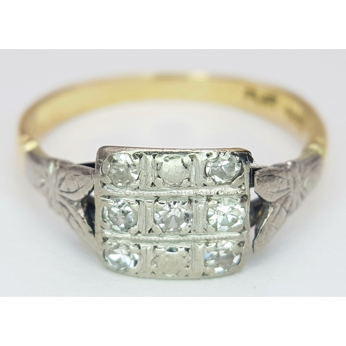 106 - AN 18K YELLOW GOLD & PLATINUM VINTAGE OLD CUT DIAMOND RING. 0.30CT ,  3G TOTAL WEIGHT , SIZE O. Ref:... 