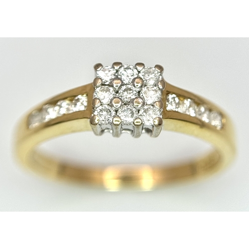 113 - AN 18K YELLOW GOLD DIAMOND RING 0.33CT 2.9G SIZE L 1/2. Ref: SC 3051