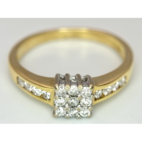 113 - AN 18K YELLOW GOLD DIAMOND RING 0.33CT 2.9G SIZE L 1/2. Ref: SC 3051